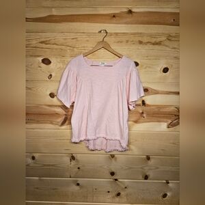 Umgee Light Pink Ruffle Hem Blouse Size M